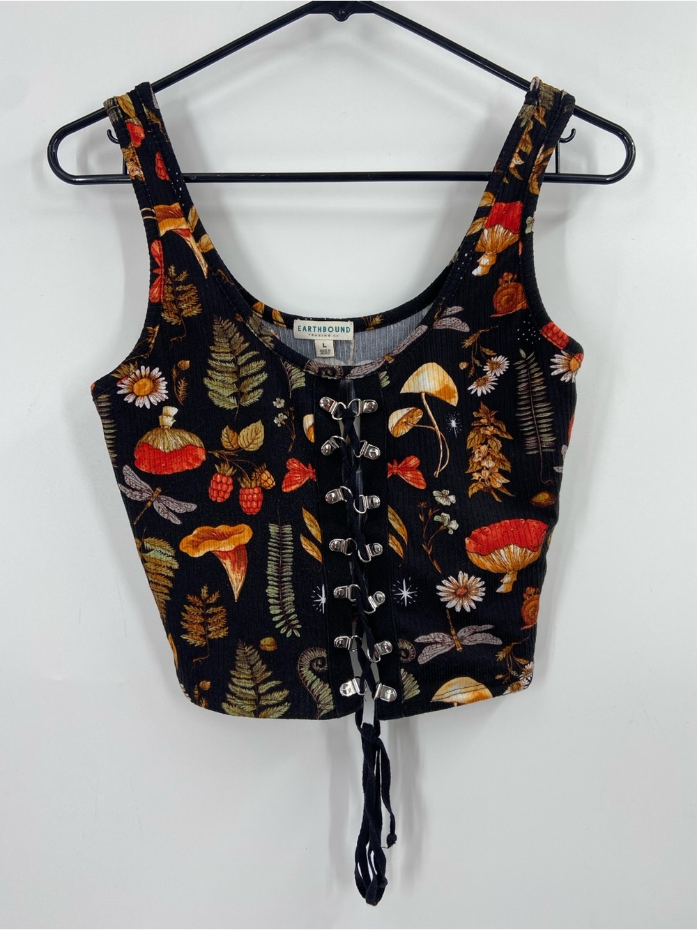 Earthbound Trading Woodland Mushroom Corset Ribbed Tank Large - Picture 2 of 8